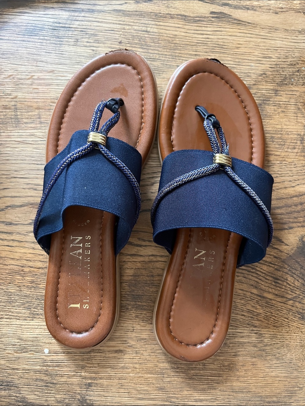 Italian shoemakers, blue sandals